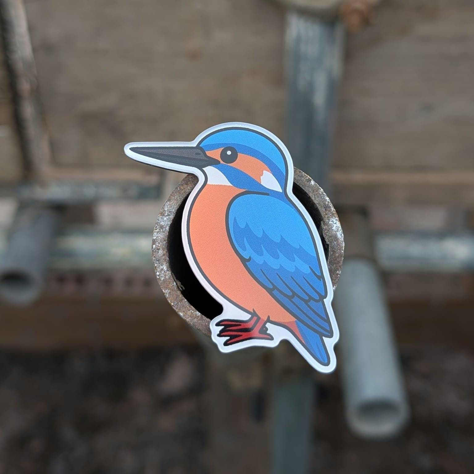 acrylic kingfisher fridge magnet on industrial background