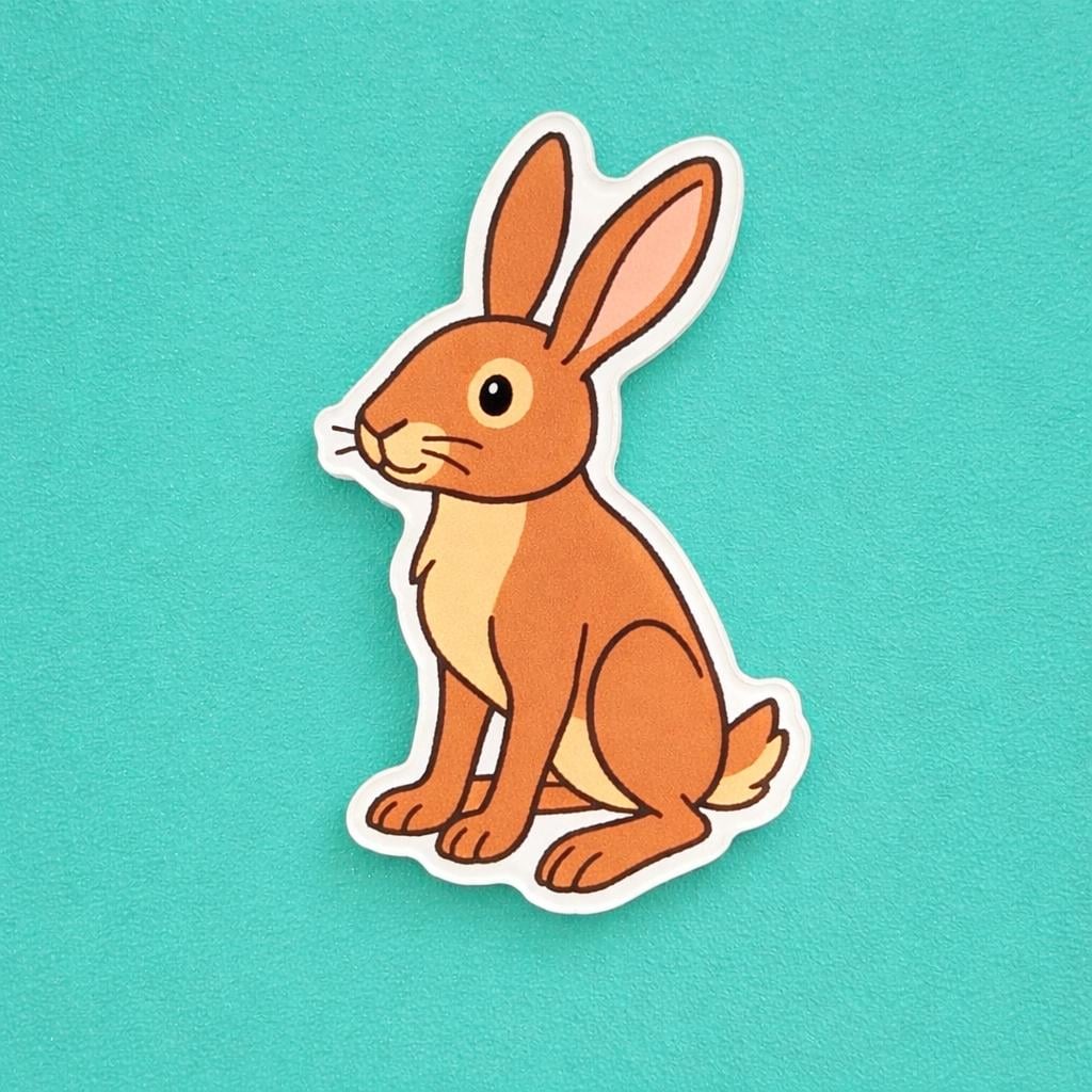 brown hare fridge magnet on teal background