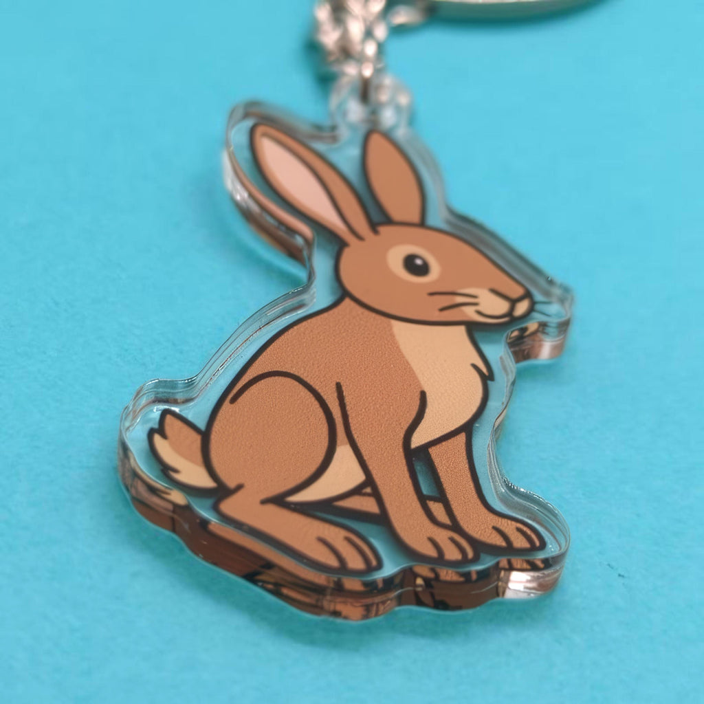 Brown hare keychain on a clear background