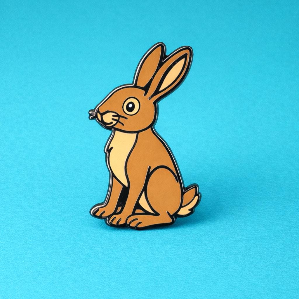 Brown rabbit illustration on a blue background
