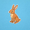 Cartoon rabbit sticker on a blue background