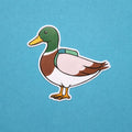 Cartoon duck sticker on a blue background