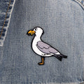 Seagull Iron-On Patch - Embroidered, British Coastal Bird, 60mm