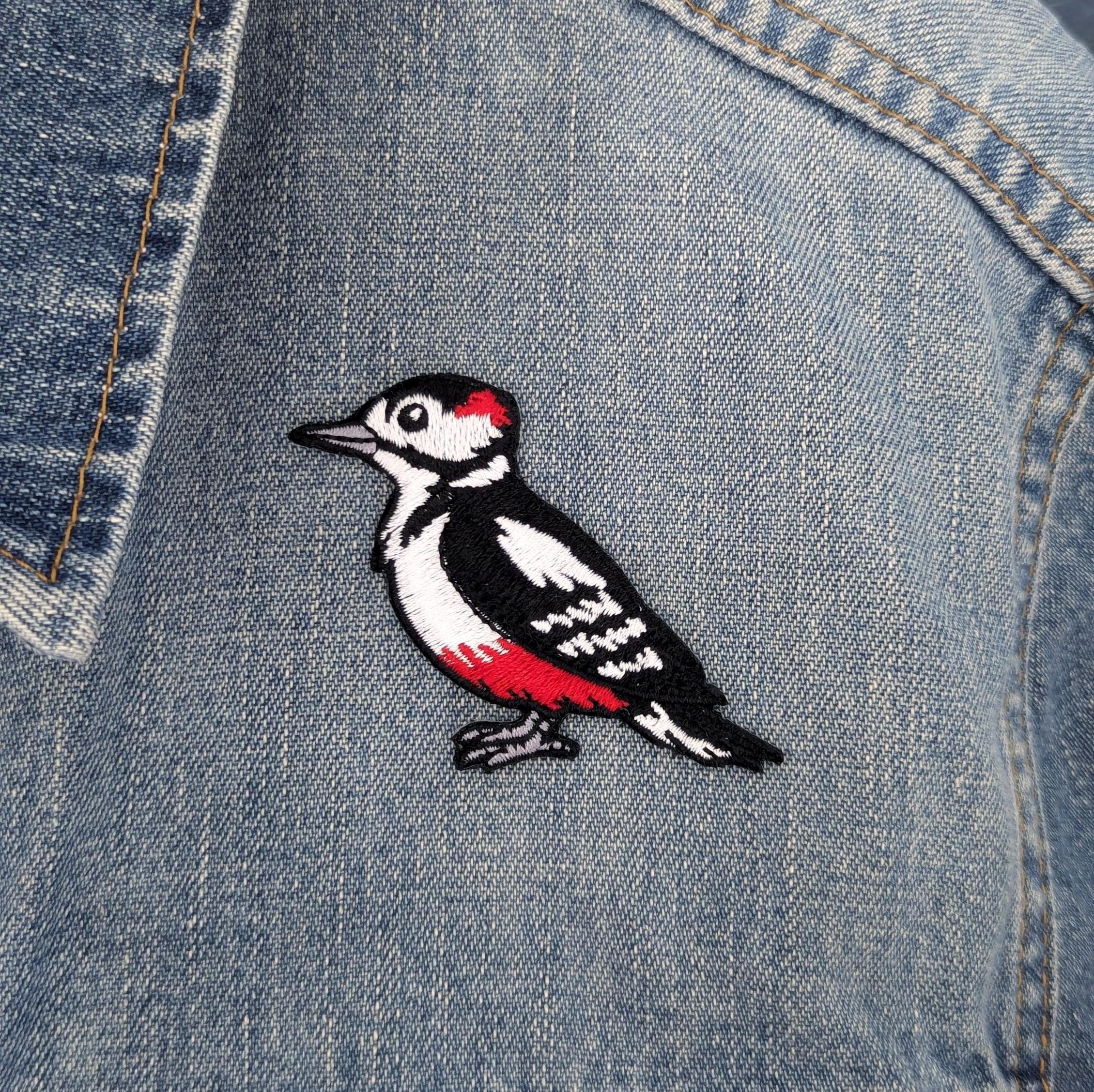 Great Spotted Woodpecker Iron-On Patch - Embroidered, British Wildlife, 60mm
