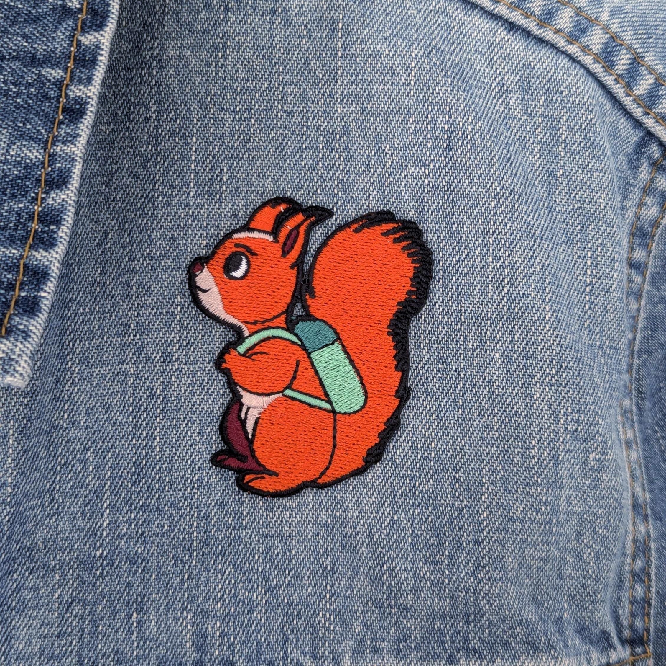 Red Squirrel Iron-On Patch - Embroidered, British Wildlife, 60mm