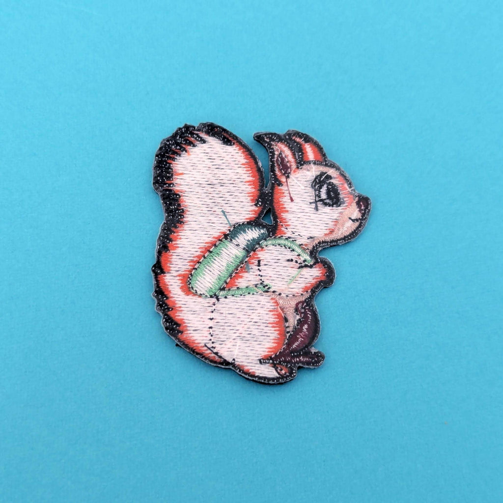Red Squirrel Iron-On Patch - Embroidered, British Wildlife, 60mm