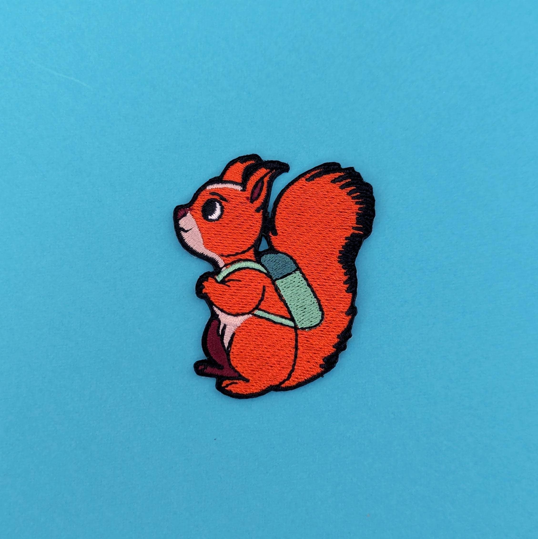 Red Squirrel Iron-On Patch - Embroidered, British Wildlife, 60mm