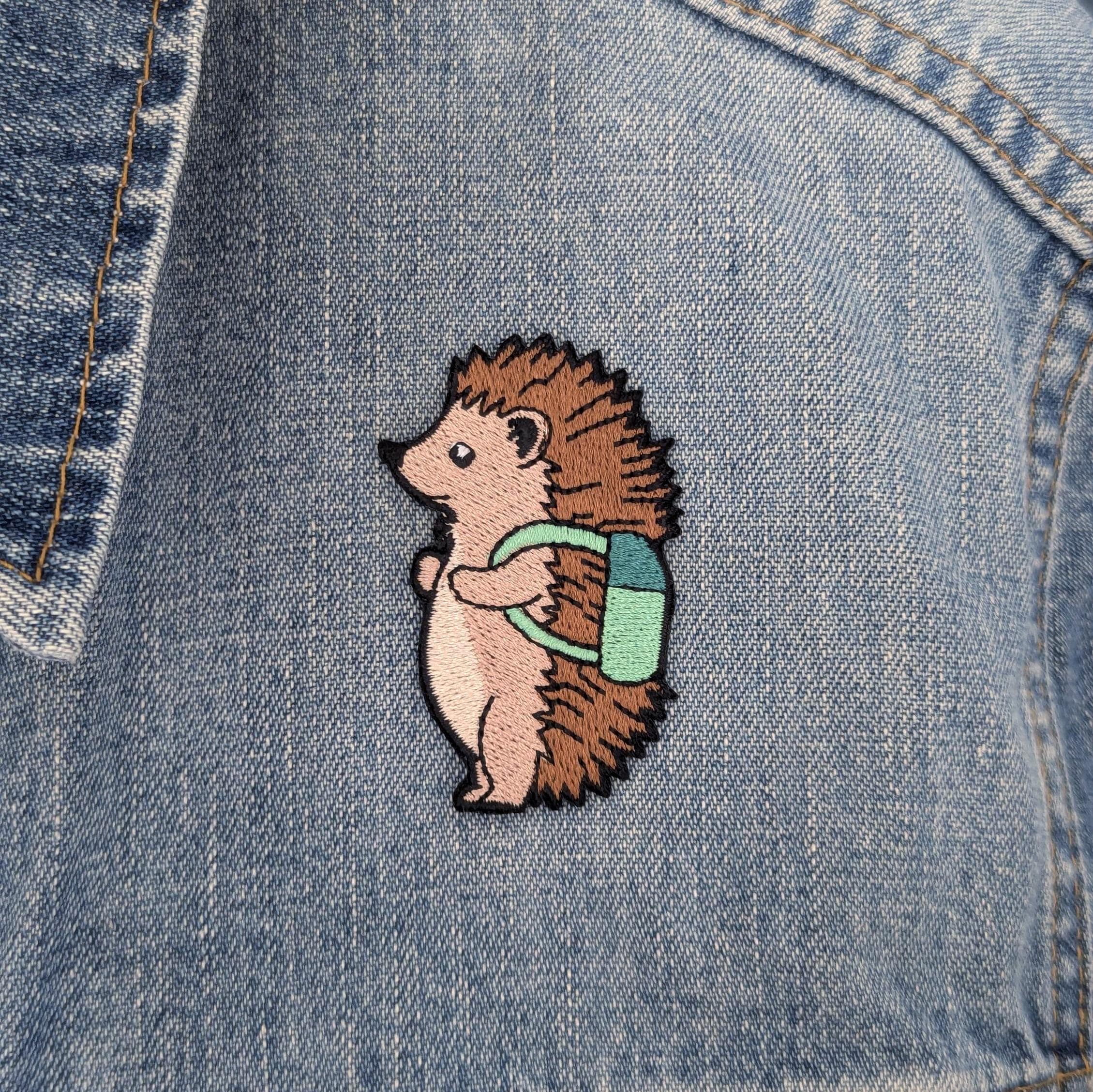 Hedgehog Iron-On Patch - Embroidered, British Wildlife, 60mm