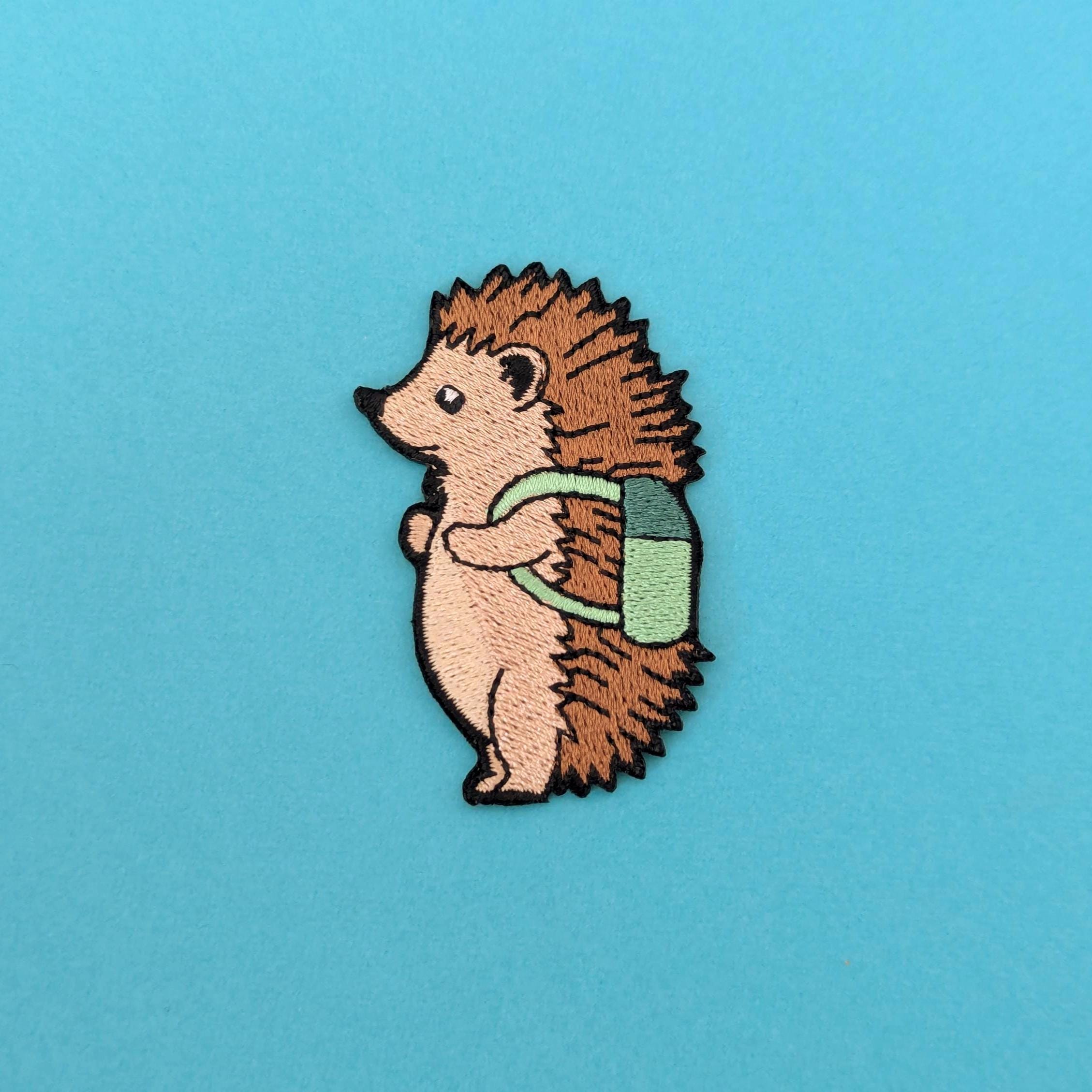 Hedgehog Iron-On Patch - Embroidered, British Wildlife, 60mm