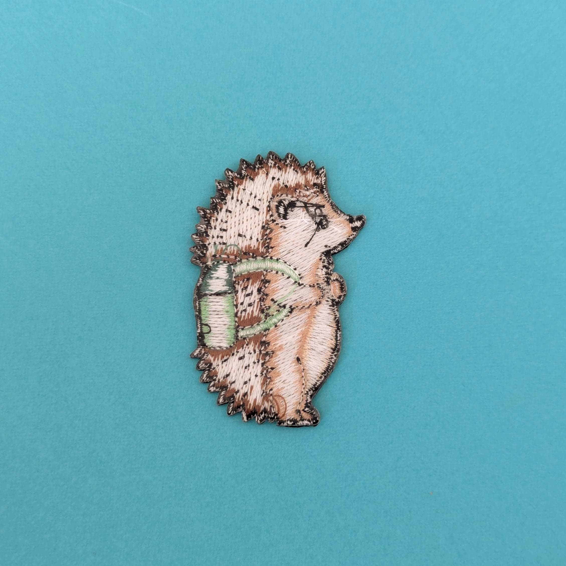 Hedgehog Iron-On Patch - Embroidered, British Wildlife, 60mm