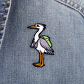 Heron Iron-On Patch - Embroidered, British Water Bird, 60mm