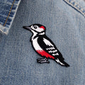 Great Spotted Woodpecker Iron-On Patch - Embroidered, British Wildlife, 60mm