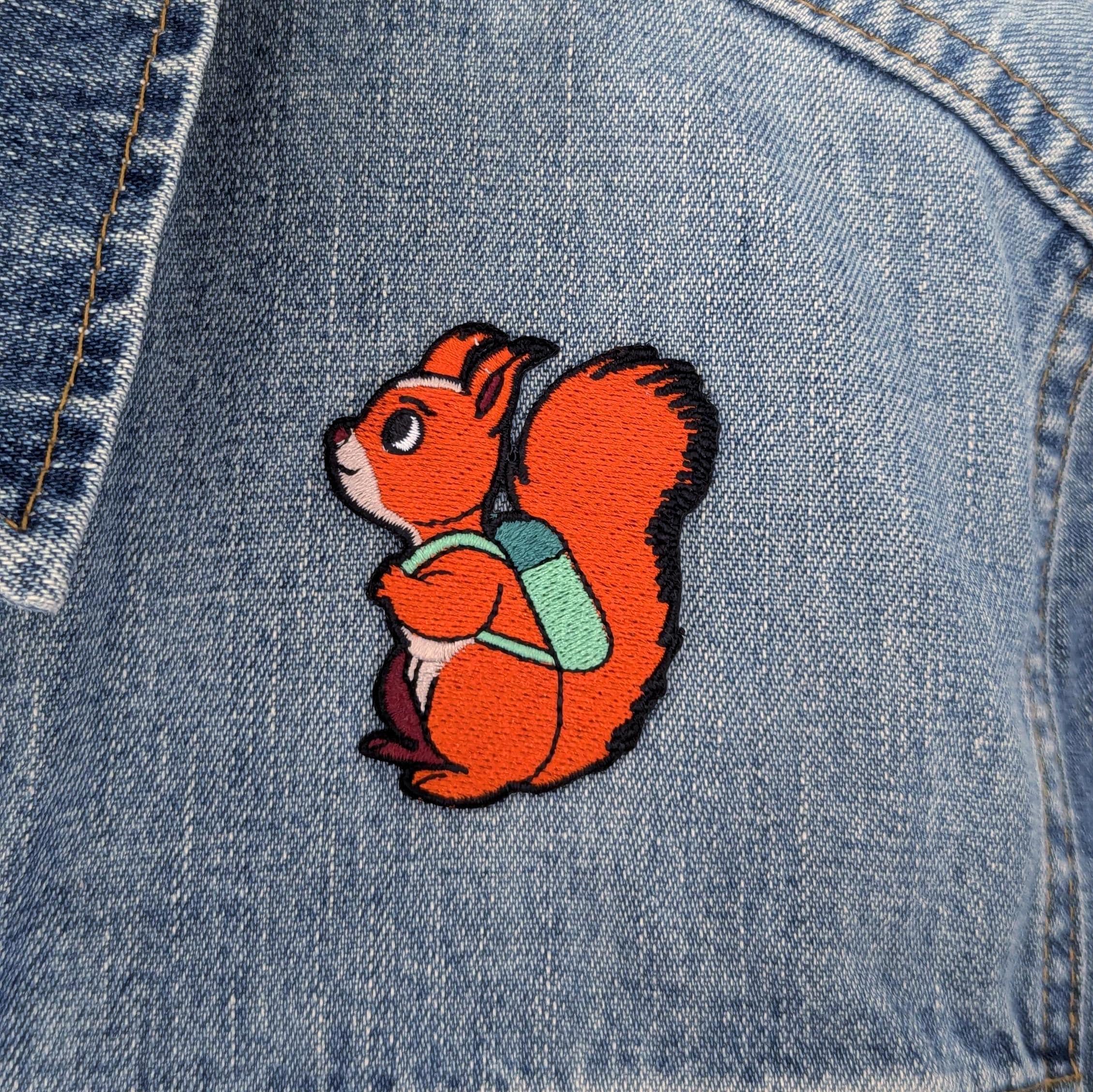 Red Squirrel Iron-On Patch - Embroidered, British Wildlife, 60mm