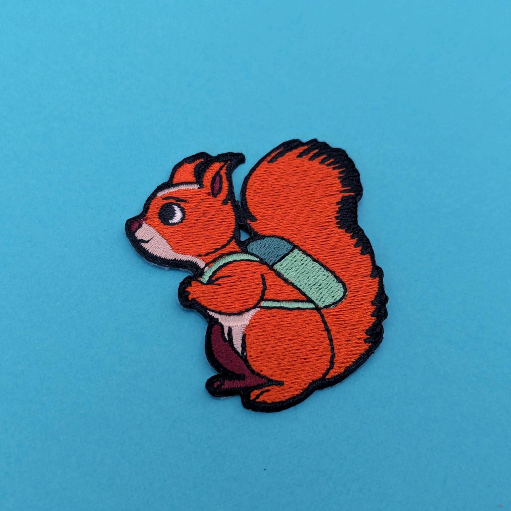 Red Squirrel Iron-On Patch - Embroidered, British Wildlife, 60mm