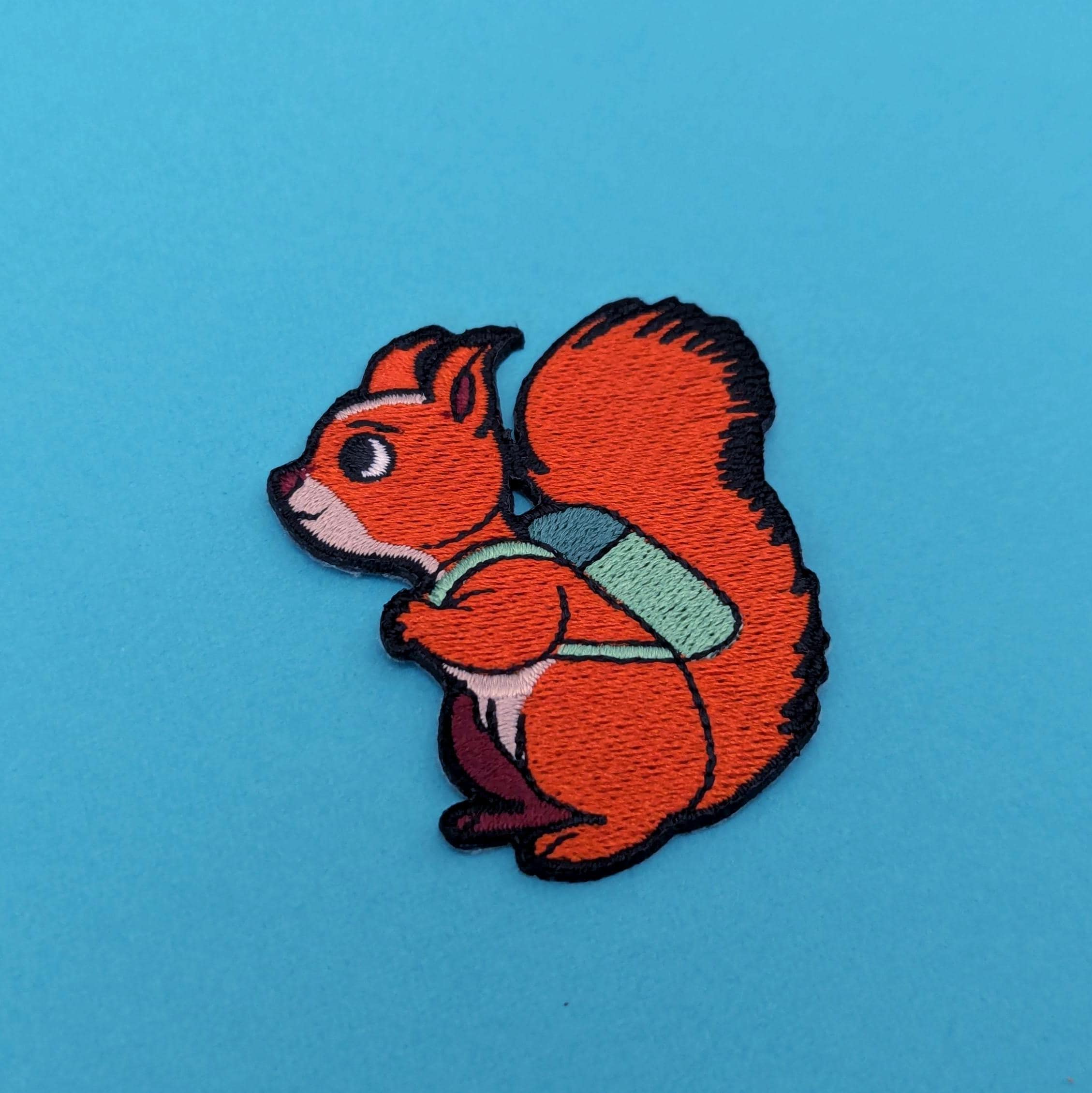 Red Squirrel Iron-On Patch - Embroidered, British Wildlife, 60mm