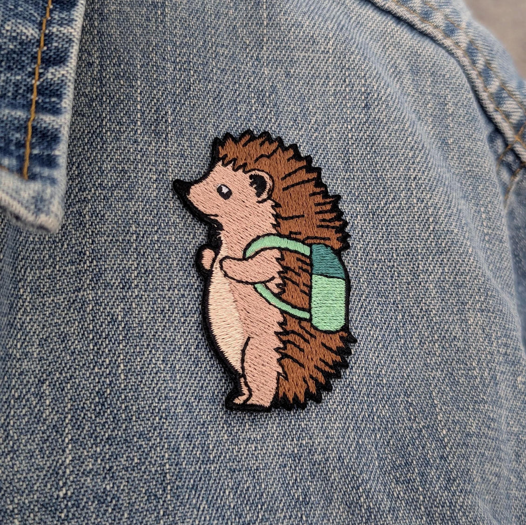 Hedgehog Iron-On Patch - Embroidered, British Wildlife, 60mm