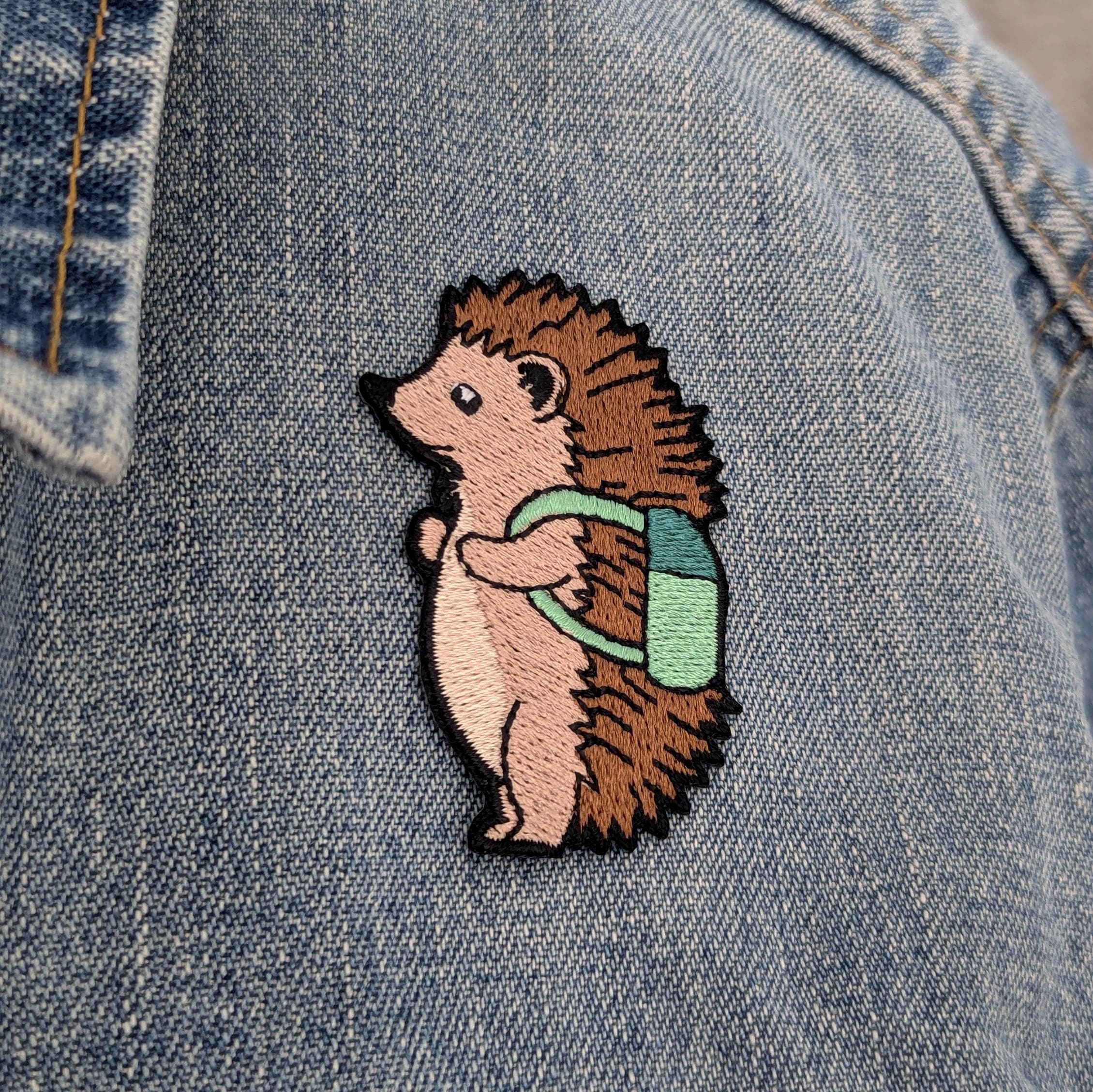 Hedgehog Iron-On Patch - Embroidered, British Wildlife, 60mm