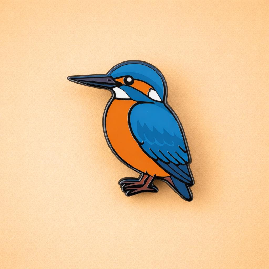 Colourful kingfisher enamel pin badge
