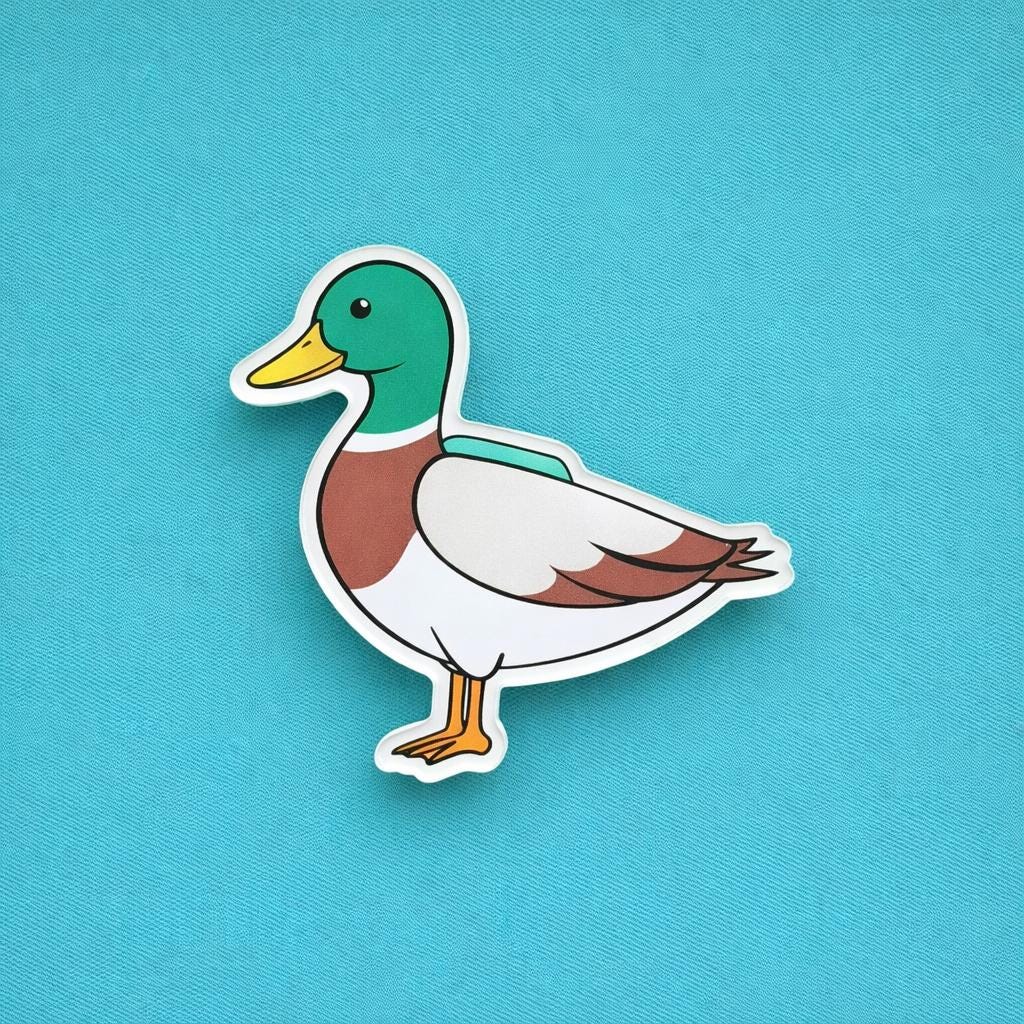 Duck fridge magnet on a blue background