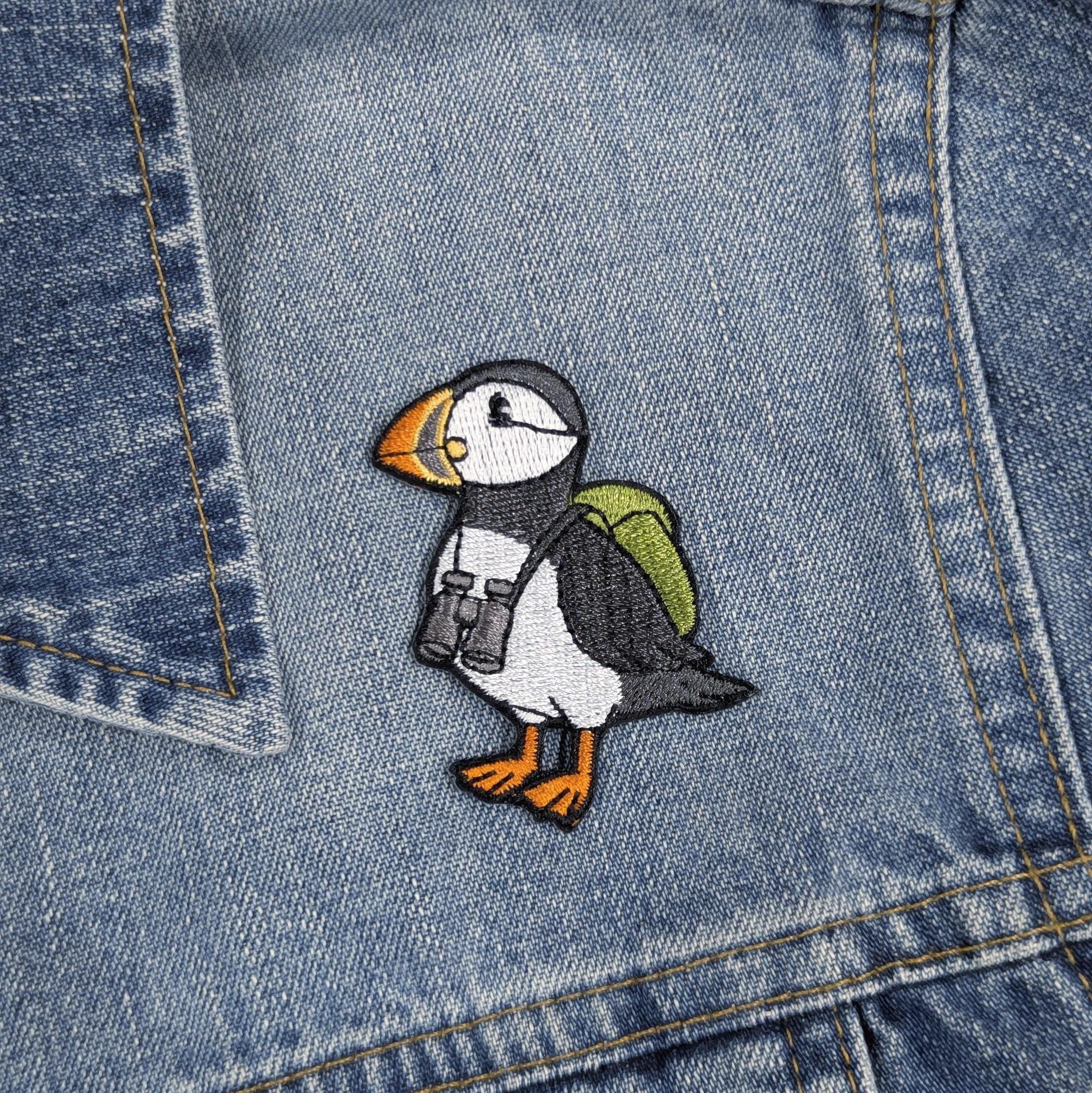 Puffin patch on a denim jacket