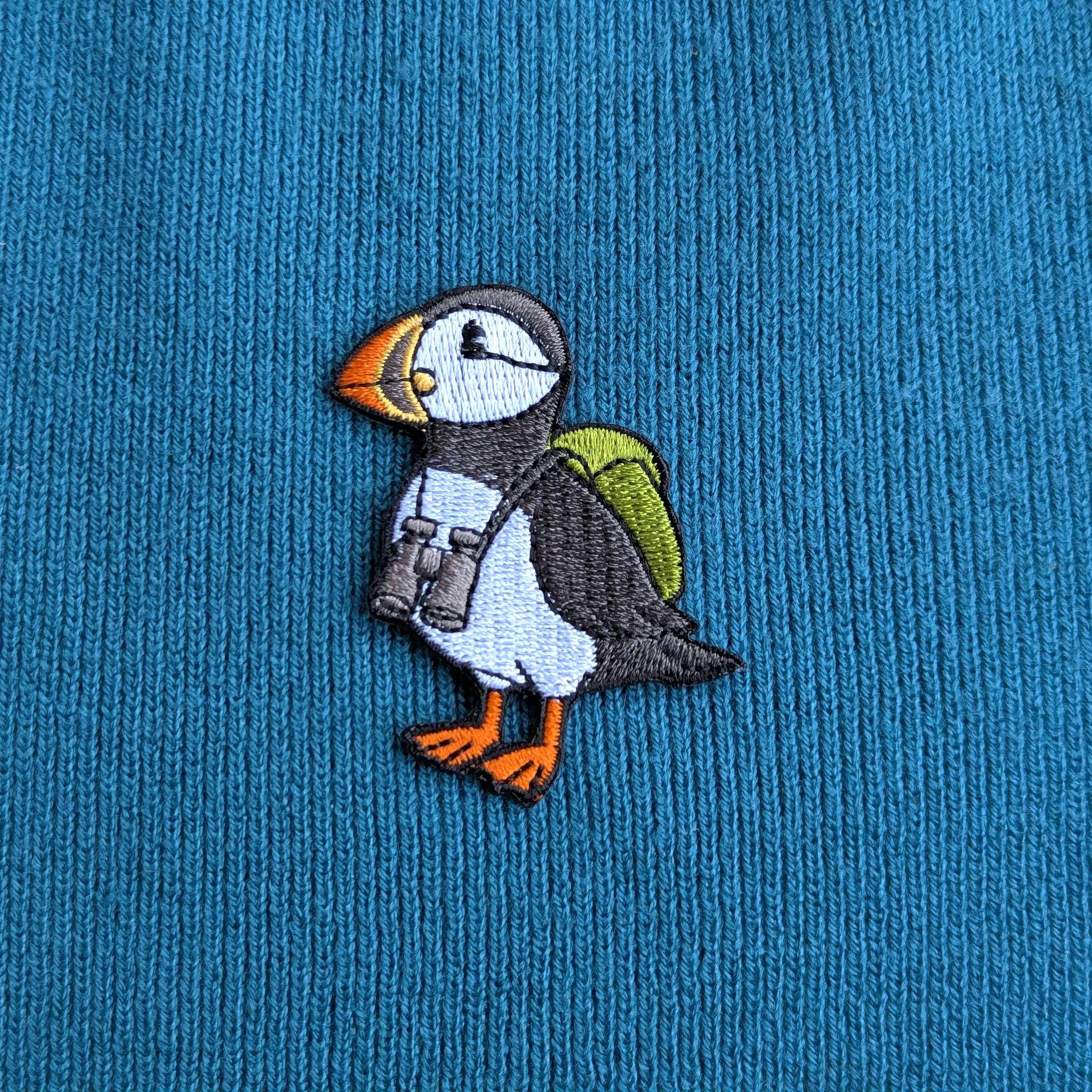 embroidered puffin iron on patch