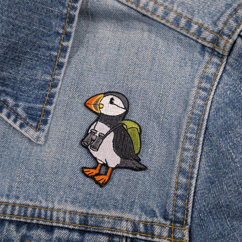 Puffin patch on a denim jacket