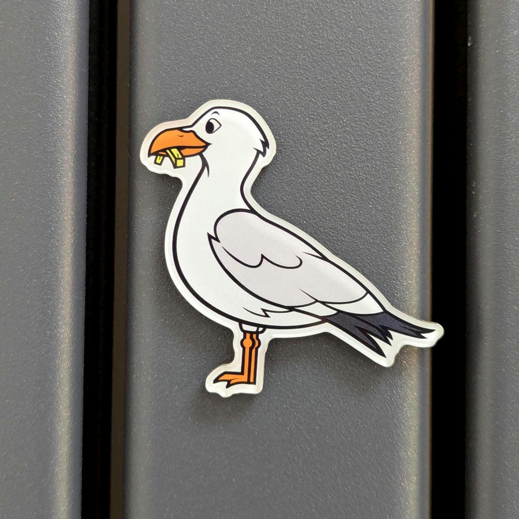 seagull fridge magnet on a grey background
