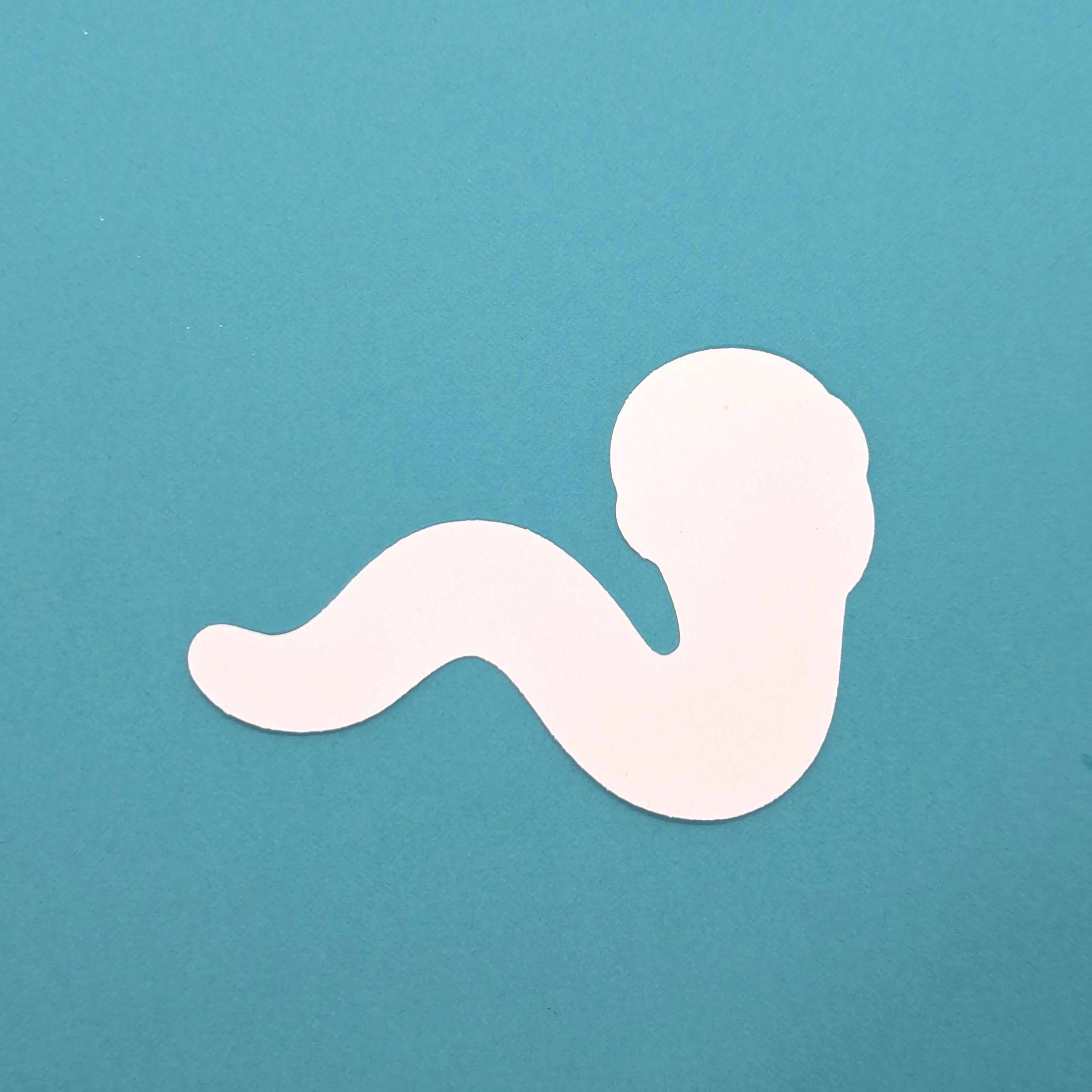 back view of a cute worm sticker